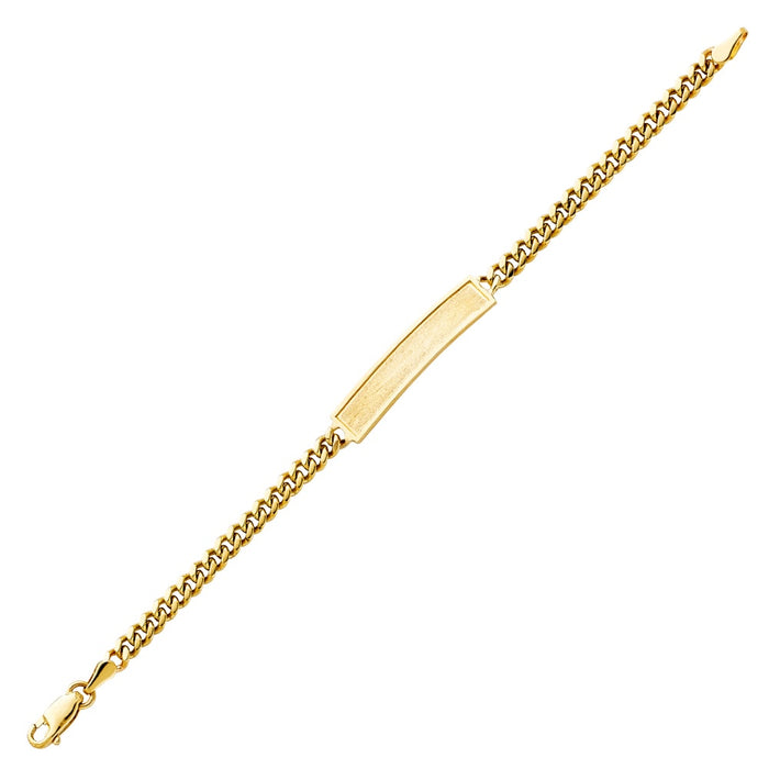 Gold Baby ID Bracelet 14k – Custom Name Plate - Raised Lettering - Solid Miami Cuban Link Chain