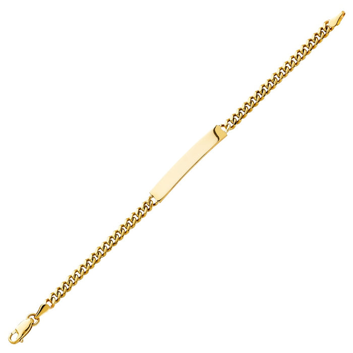 Gold Baby ID Bracelet 14k – Custom Name Plate - Raised Lettering - Solid Miami Cuban Link Chain