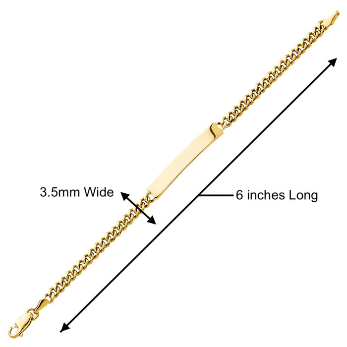Gold Baby ID Bracelet 14k – Custom Name Plate - Raised Lettering - Solid Miami Cuban Link Chain