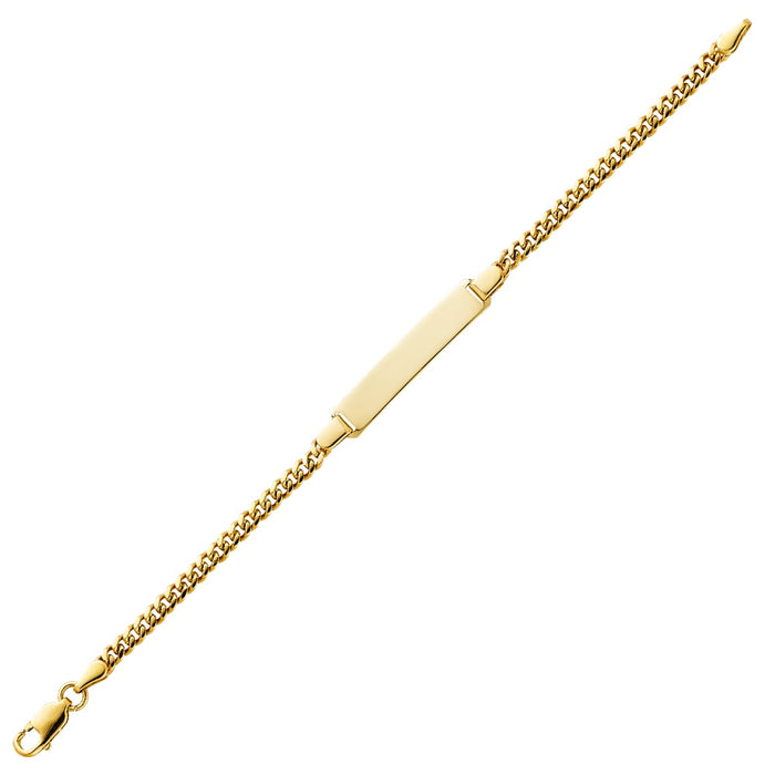 Gold Baby ID Bracelet 14k – Custom Name Plate - Raised Lettering - Solid Miami Cuban Link Chain