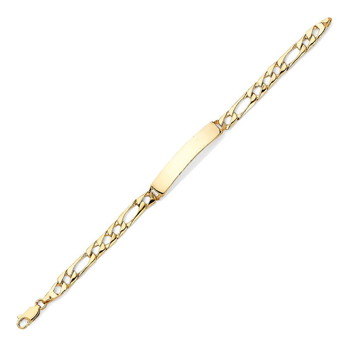 Gold Baby ID Bracelet 14k – Custom Name Plate - Raised Lettering - Squared Figaro Chain