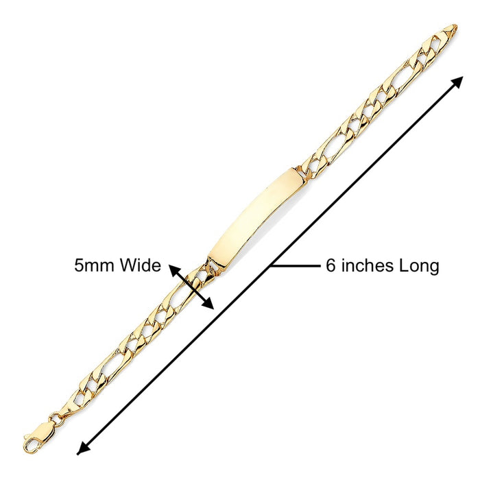 Gold Baby ID Bracelet 14k – Custom Name Plate - Raised Lettering - Squared Figaro Chain