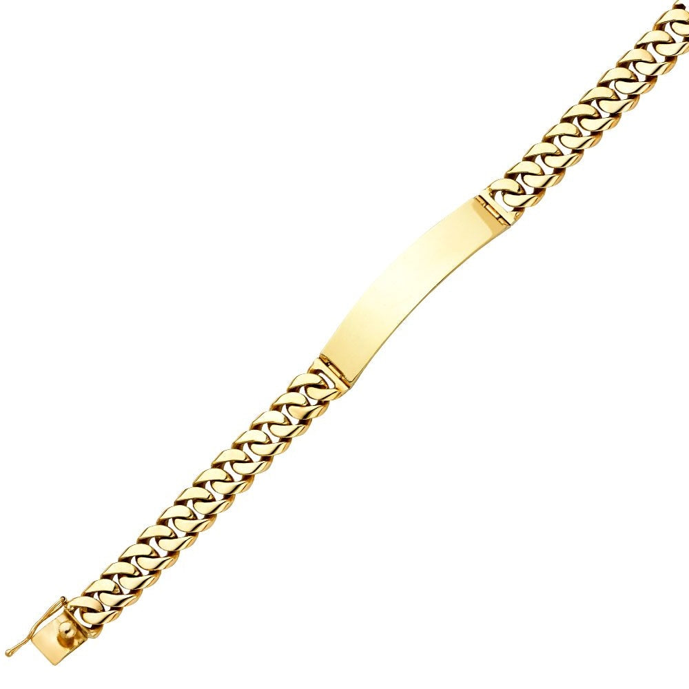 14k Gold ID Bracelet Mens – Customizable Name Plate & Raised Lettering ...