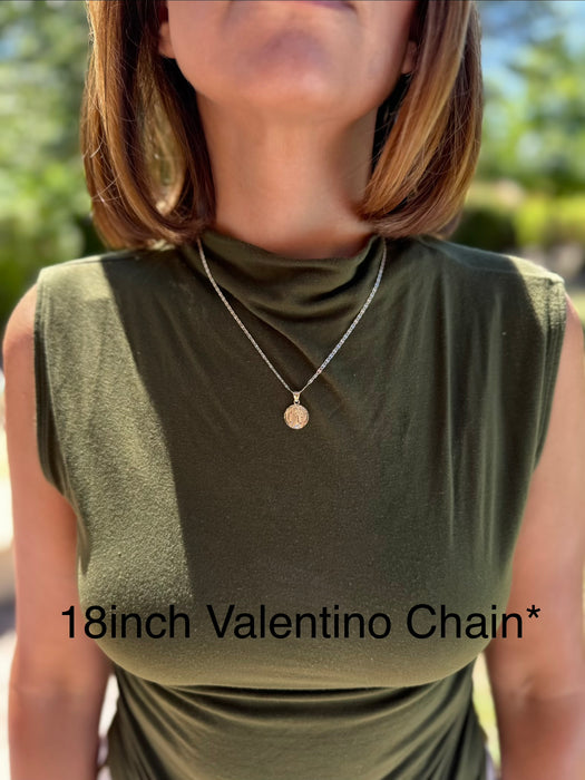 14k Gold Virgin Mary Necklace - Diamond Cut Virgin Mary Gold Pendant - Solid Chain - LE0308