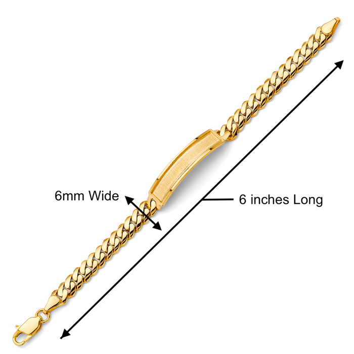 Gold Baby ID Bracelet 14k – Custom Name Plate - Raised Lettering - Solid Miami Cuban Link Chain