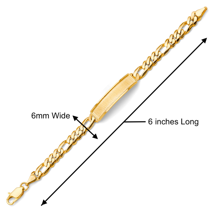 Gold Baby ID Bracelet 14k – Custom Name Plate - Raised Lettering - Solid Curbed Figaro Chain