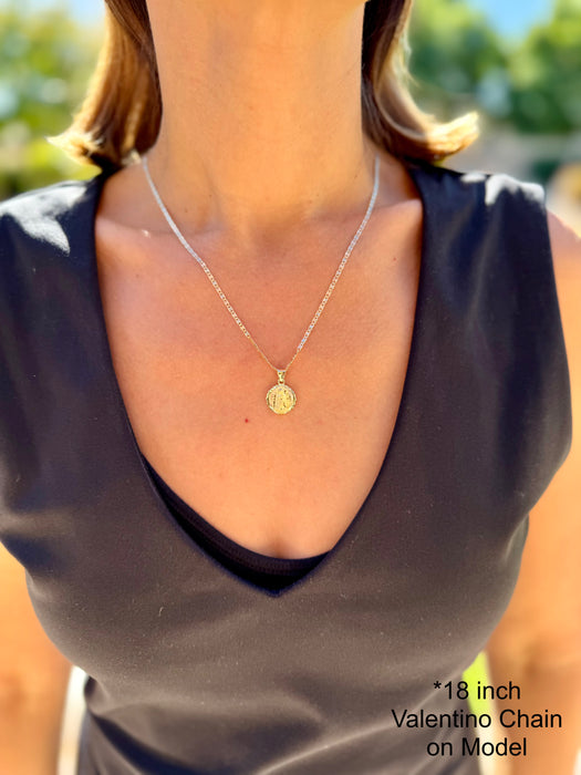14k Gold Jesus Necklace - Tri Tone Double Sided Virgin Mary Jesus Gold Pendant - Solid Chain - LE2152