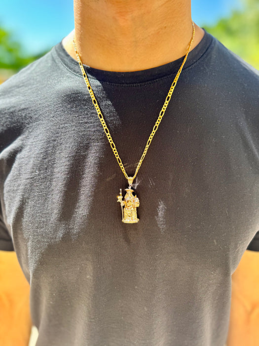 14k Gold Santo Nino de Atocha Necklace - 3D Full Body Gold Pendant - Solid Chain - LE3189