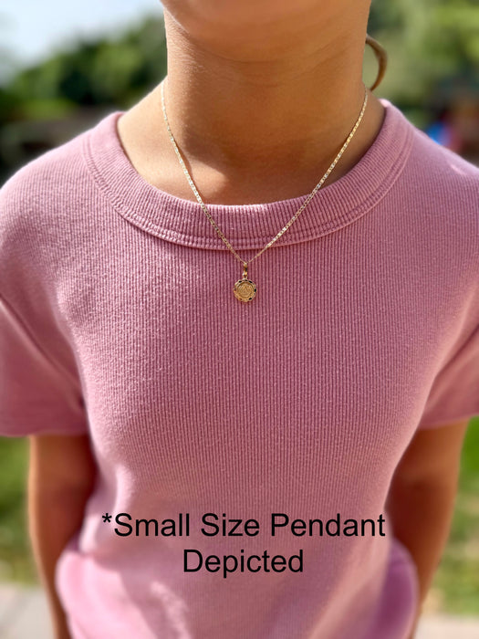 14k Gold Baptism Necklace - Baptism Angels Gold Pendant - Solid Chain - LE0239