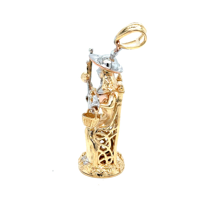 14k Gold Santo Nino de Atocha Necklace - 3D Full Body Gold Pendant - Solid Chain - LE3189