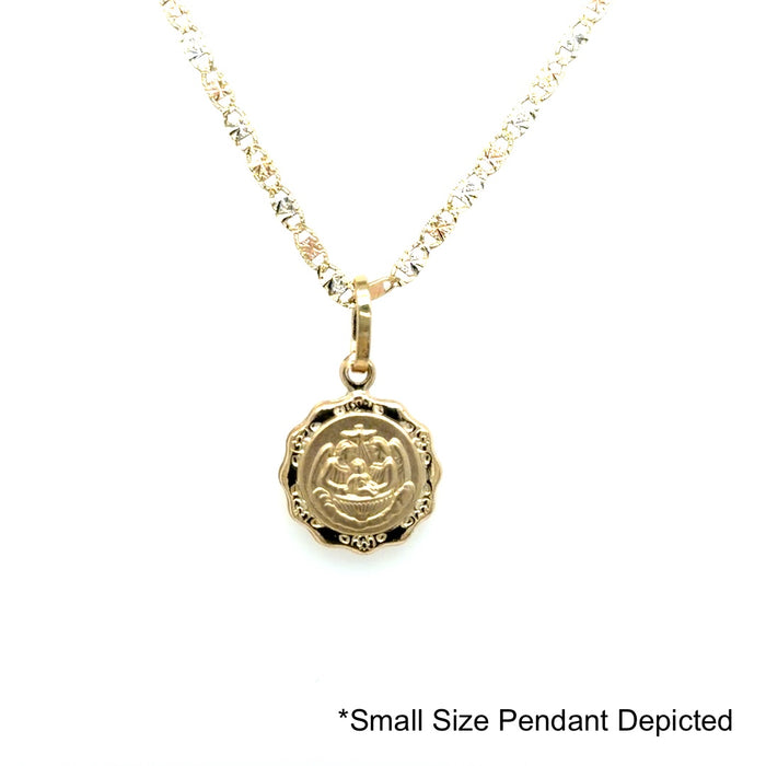 14k Gold Baptism Necklace - Baptism Angels Gold Pendant - Solid Chain - LE0239