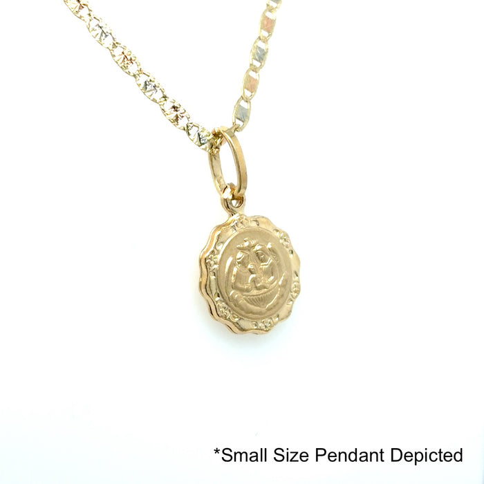 14k Gold Baptism Necklace - Baptism Angels Gold Pendant - Solid Chain - LE0239