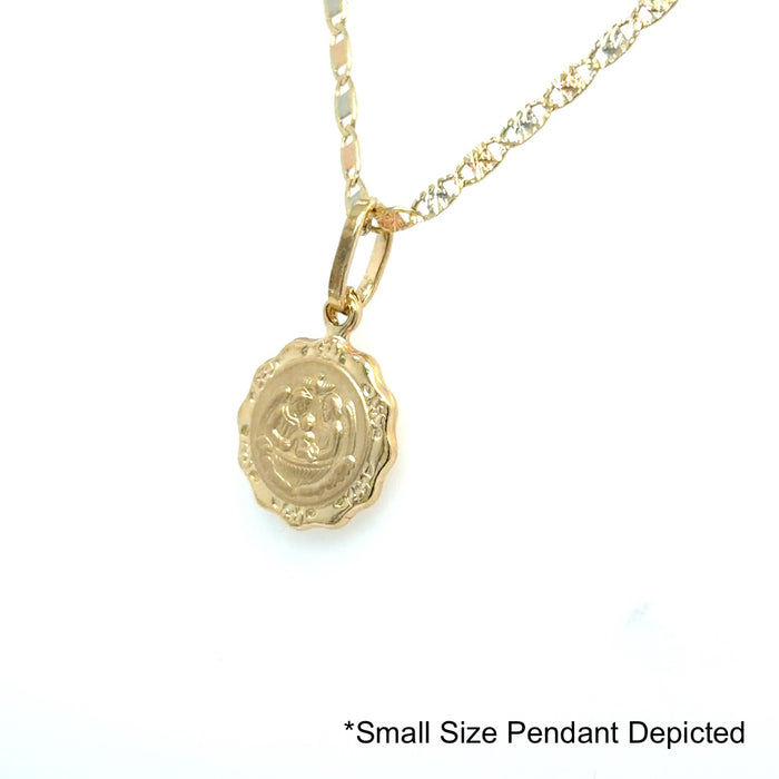 14k Gold Baptism Necklace - Baptism Angels Gold Pendant - Solid Chain - LE0239