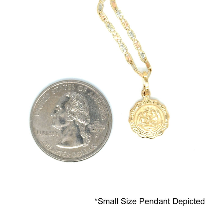 14k Gold Baptism Necklace - Baptism Angels Gold Pendant - Solid Chain - LE0239