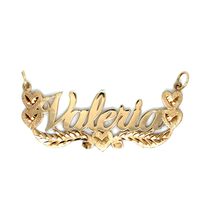 14k Gold Name Necklace - Rose Gold Hearts Large Size - TriColor Valentino Chain