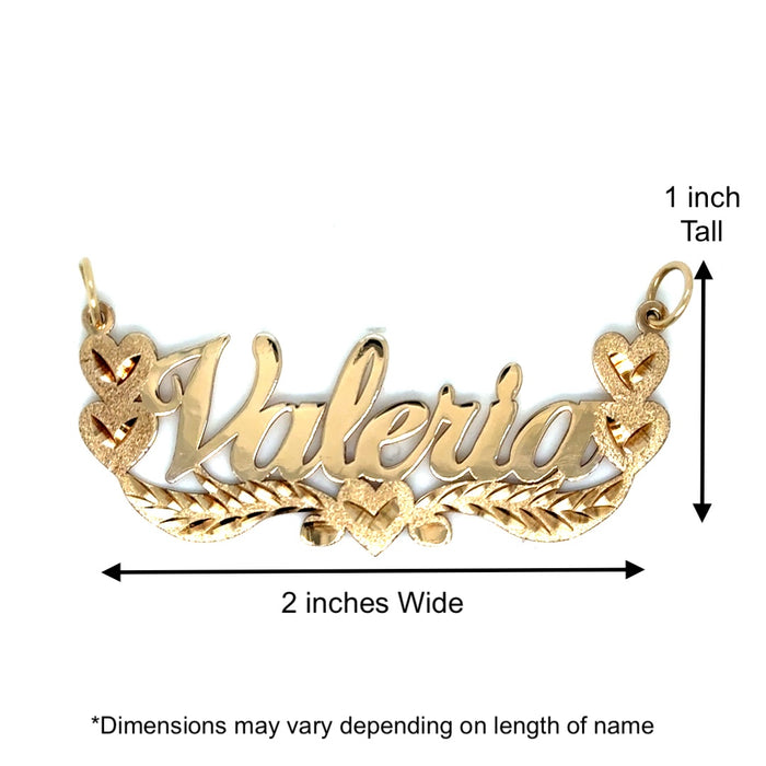 14k Gold Name Necklace - Rose Gold Hearts Large Size - TriColor Valentino Chain