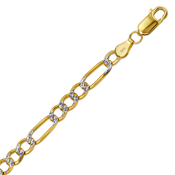 14k Solid Gold Medium Figaro Pavé Chain