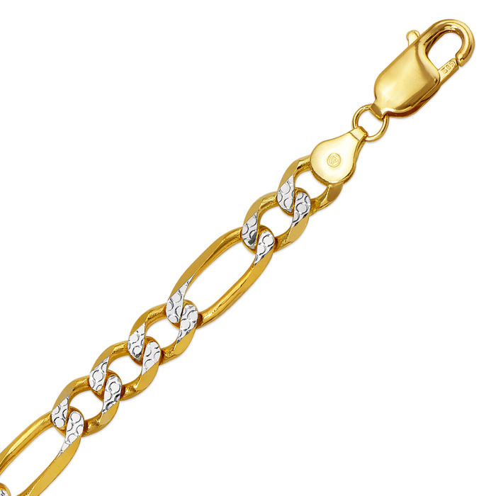 14k Gold Wide Pavé Figaro Chain