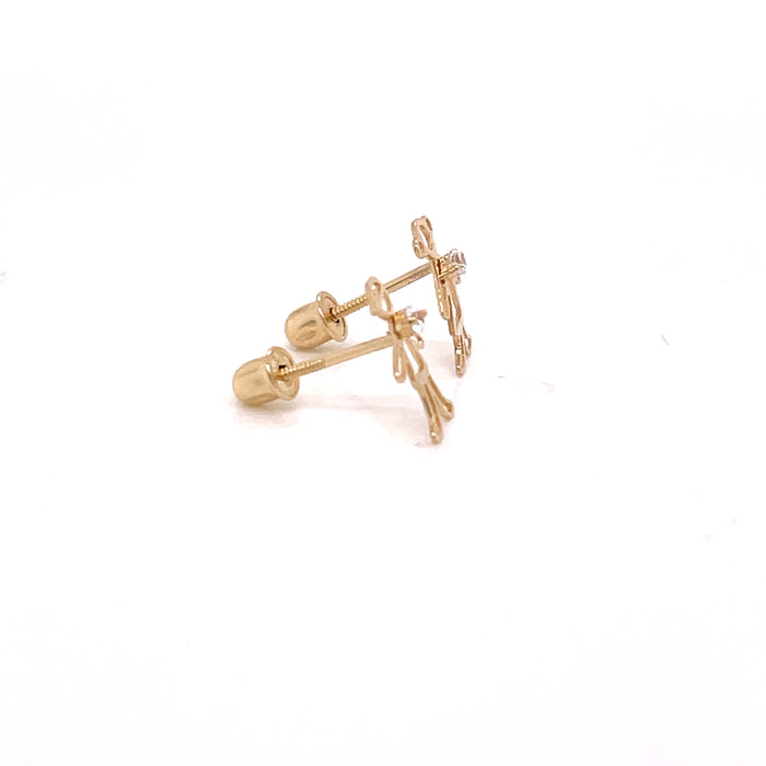 14k Boy and Girl with Gemstone Stud Earrings - MyAZGold