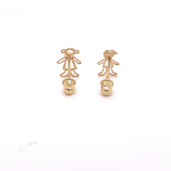 14k Boy and Girl with Gemstone Stud Earrings - MyAZGold