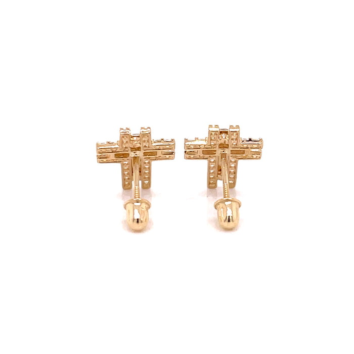 14k Gemstone Outline Crosses Stud Earrings - MyAZGold