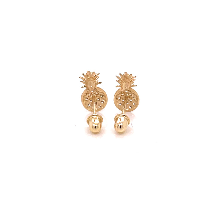 14k Pineapple Gemstone Stud Earrings - MyAZGold