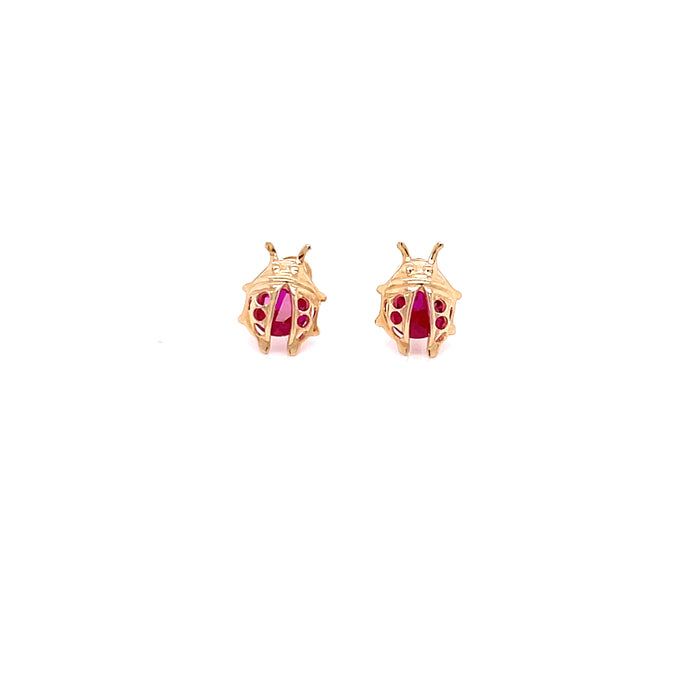 14k Red Gemstone Ladybug Stud Earrings - MyAZGold