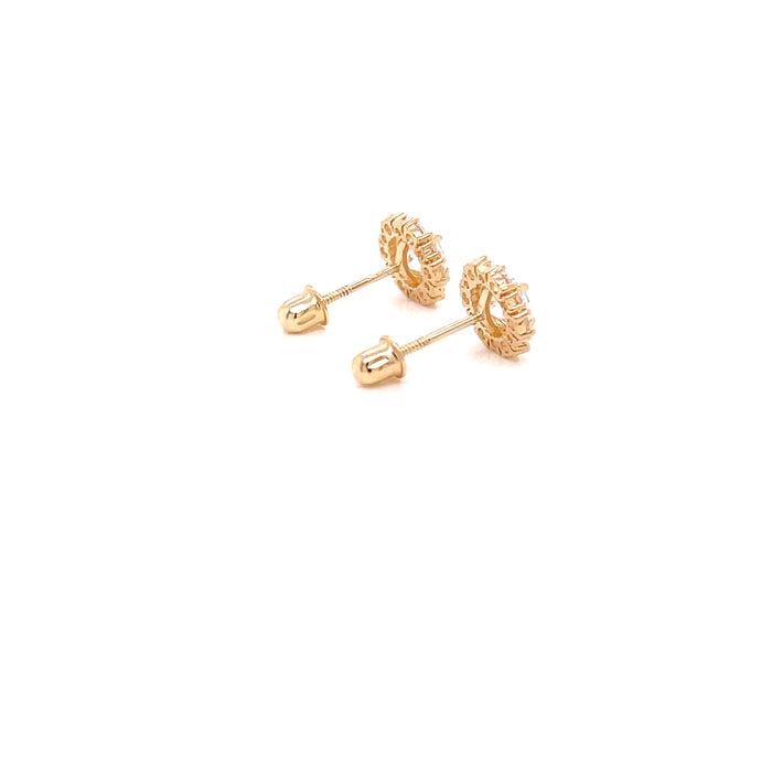14k Gemstone Halo Stud Earrings - MyAZGold