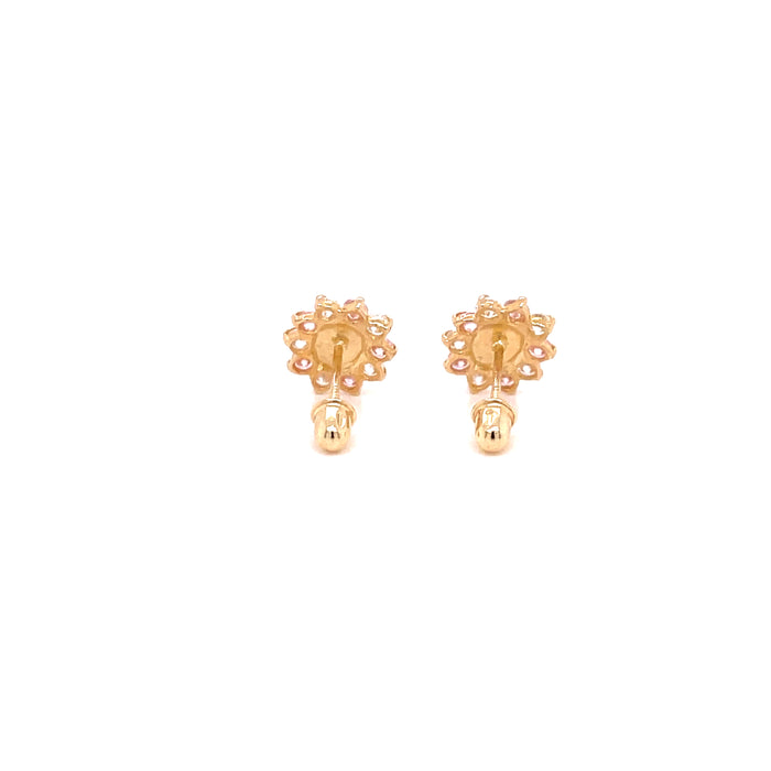 14k Virgin Mary Halo Gemstone Stud Earrings - MyAZGold