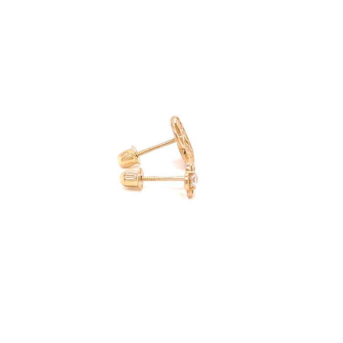 14k Key and Heart Lock Stud Earrings - MyAZGold