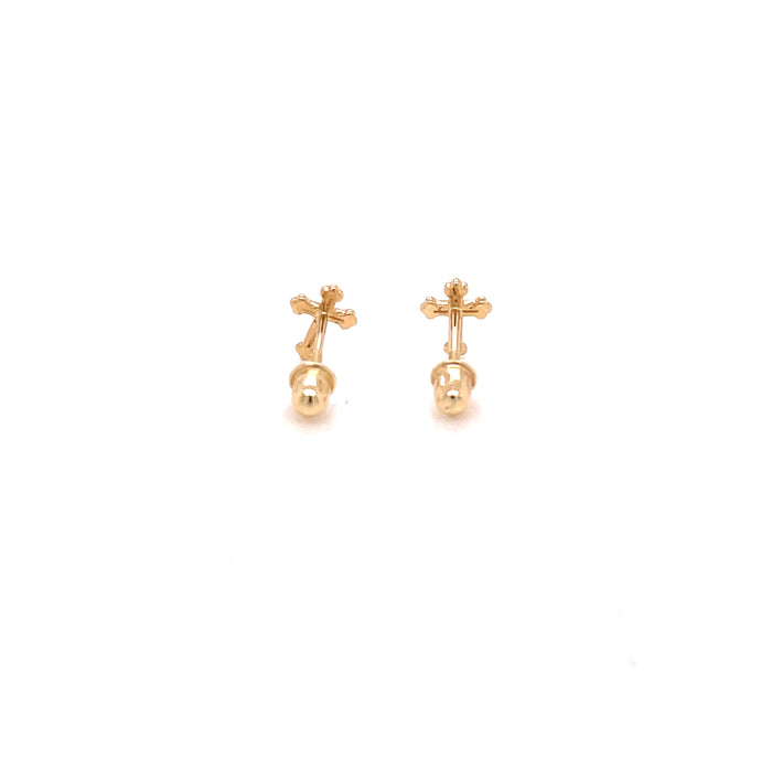 14k Gold Cross Stud Earrings - MyAZGold