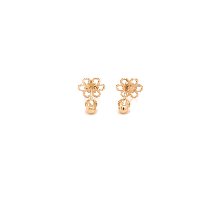 14k Flower with Gemstone Center Stud Earrings - MyAZGold