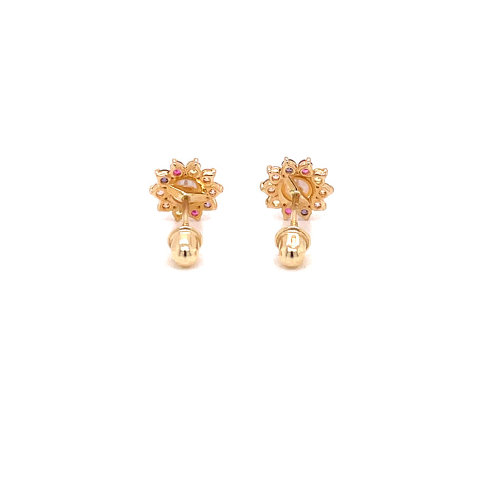 14k Rainbow Halo Stud Earrings - MyAZGold