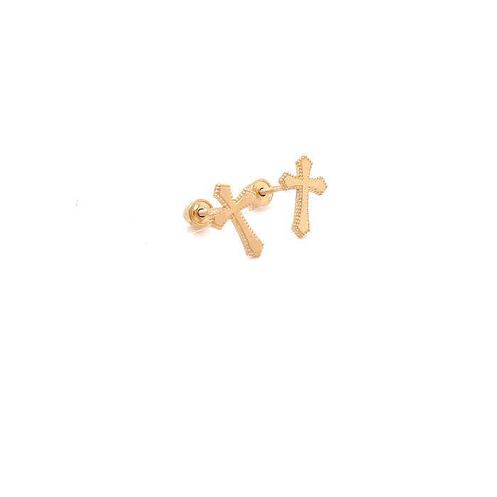 14k Dotted Crosses Stud Earrings - MyAZGold