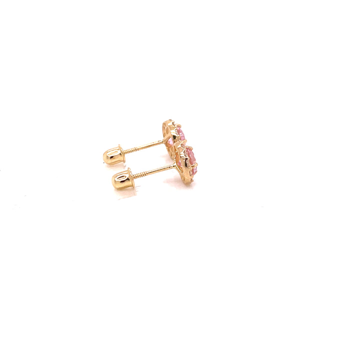 14k Light Pink Halo Stud Earrings - MyAZGold