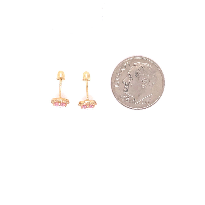 14k Light Pink Halo Stud Earrings - MyAZGold