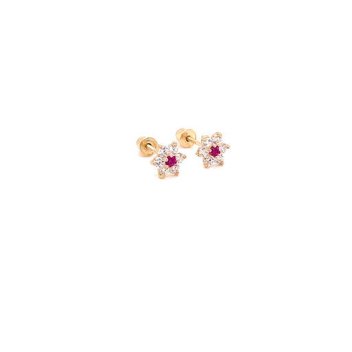14k Red Flower Stud Earrings - MyAZGold