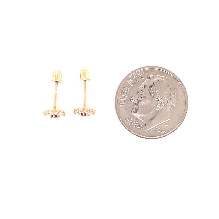 14k Red Flower Stud Earrings - MyAZGold