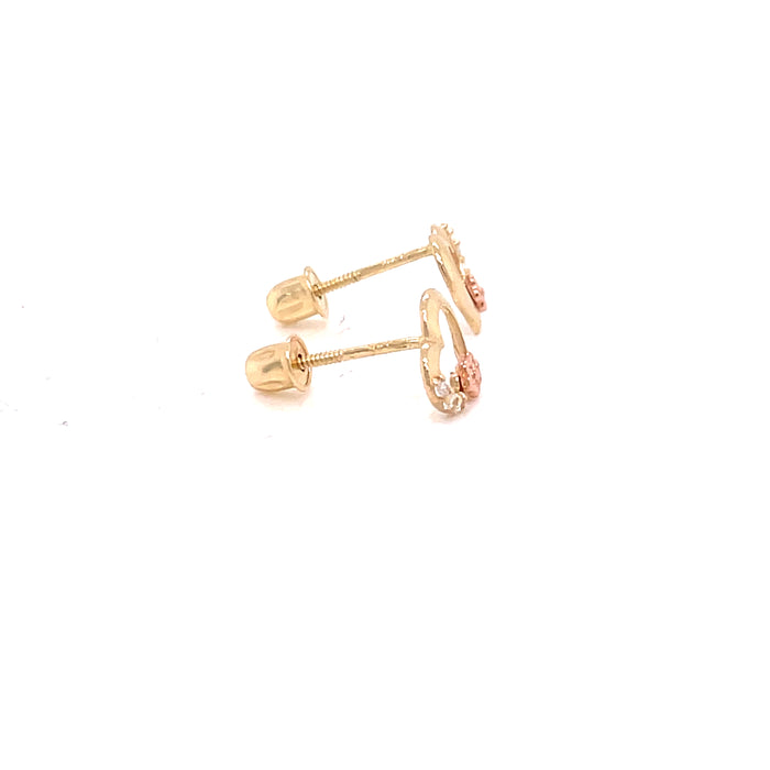 14k Heart with Flowers Stud Earrings - MyAZGold