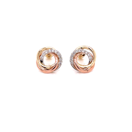 14k Overlapped Rings Stud Earrings - MyAZGold