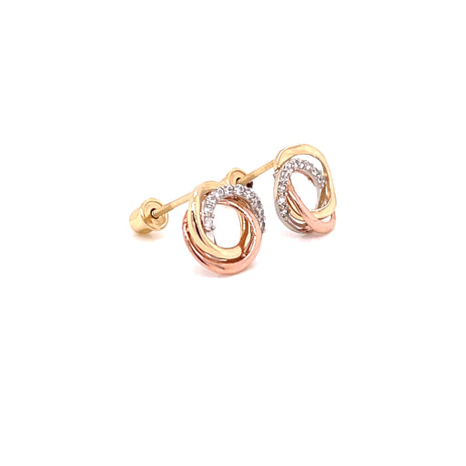 14k Overlapped Rings Stud Earrings - MyAZGold