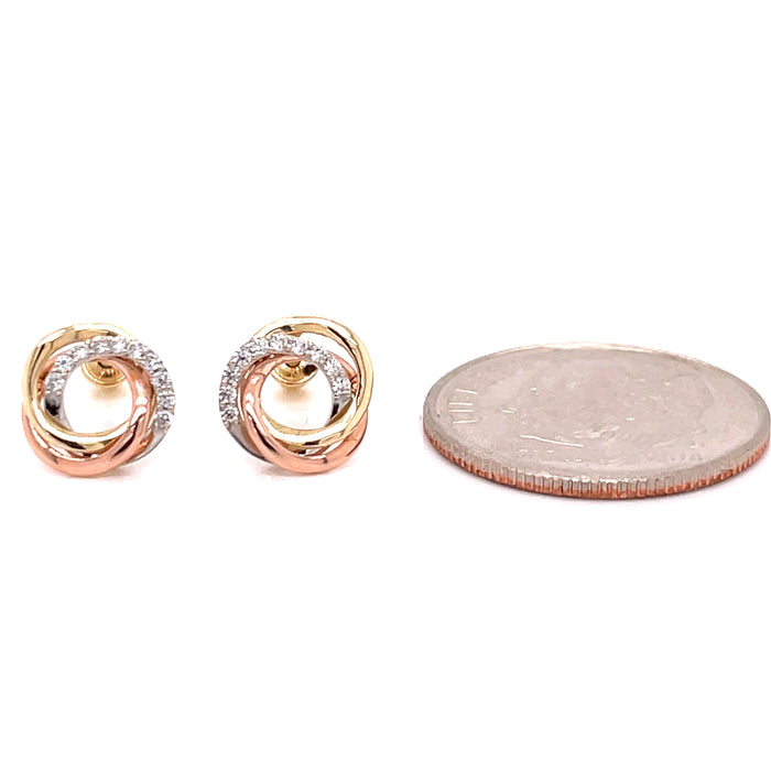 14k Overlapped Rings Stud Earrings - MyAZGold