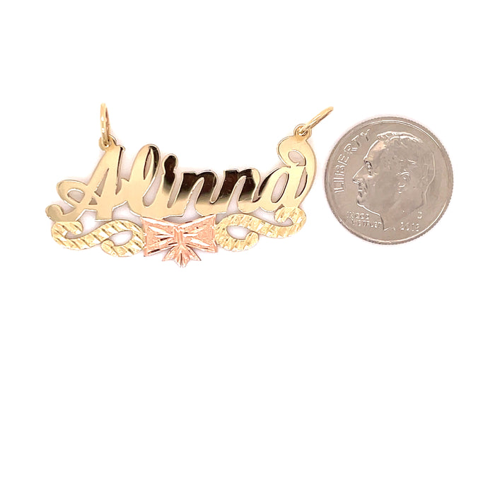14k Cursive Gold Name with Bow Underneath - MyAZGold