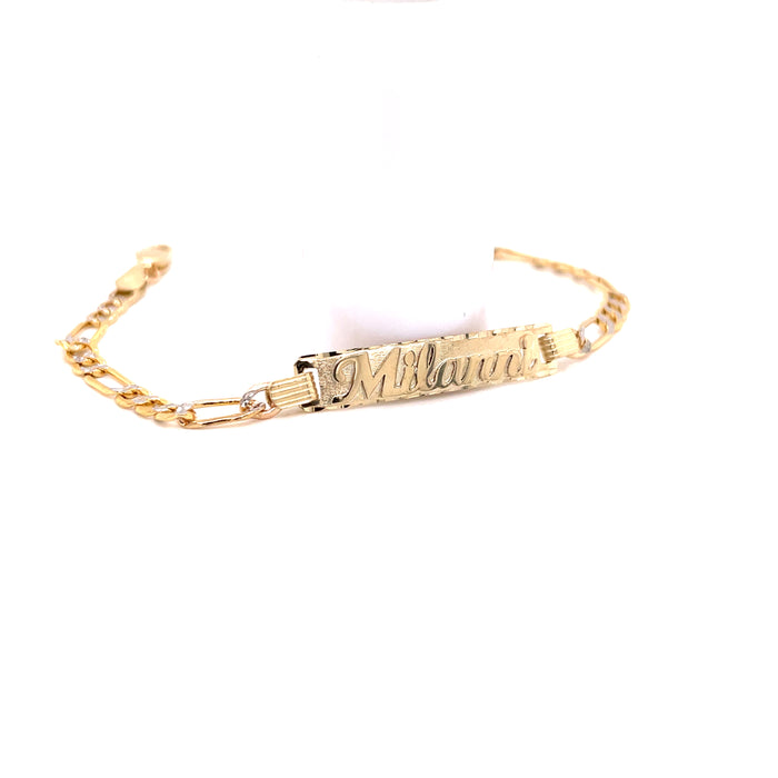 14K Gold Solid Gold Name Bracelet Nameplate Bracelet 