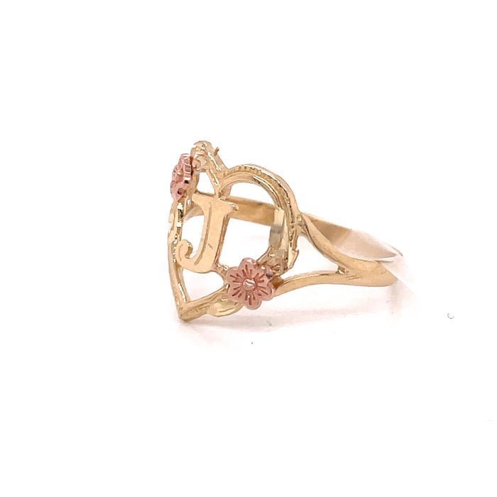 14k Heart with J Letter Ring - MyAZGold