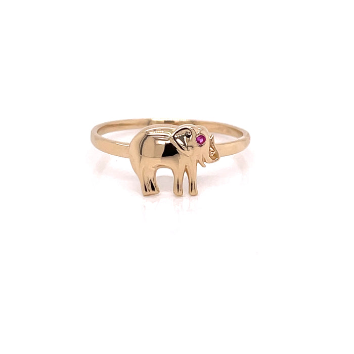 14k Elephant Ring with Gemstone Eye - MyAZGold