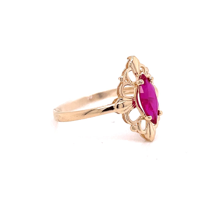 14k Red Marquise Gemstone Ring - MyAZGold