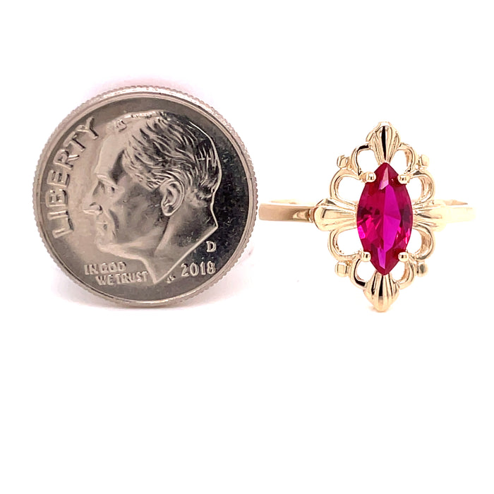 14k Red Marquise Gemstone Ring - MyAZGold