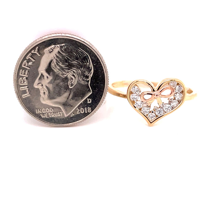 14k Heart Ring with Bow - MyAZGold