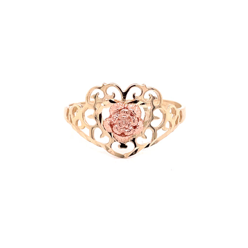 14k Gold Heart with Rose Ring - MyAZGold